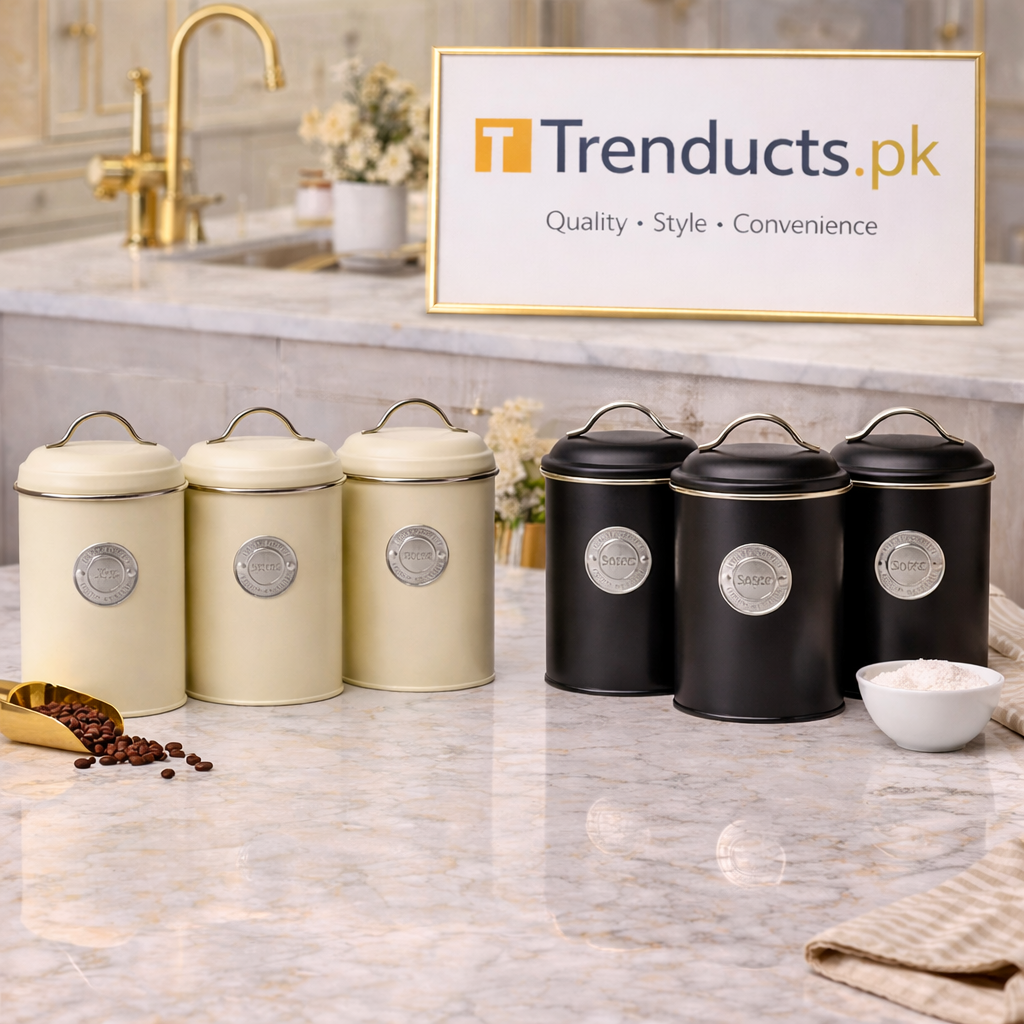 Premium Metallic Airtight Storage Jar Set (3-Piece)