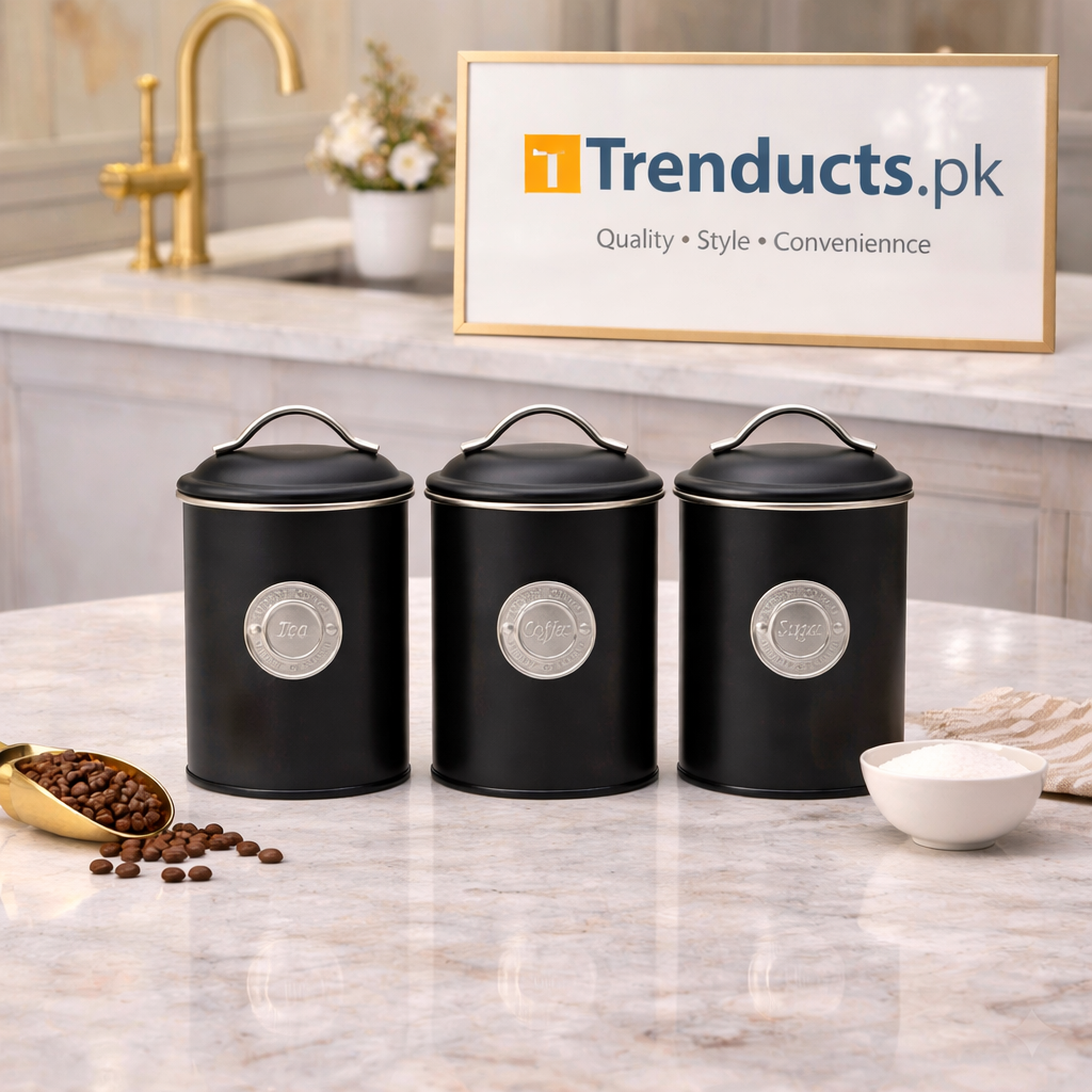 Premium Metallic Airtight Storage Jar Set (3-Piece)