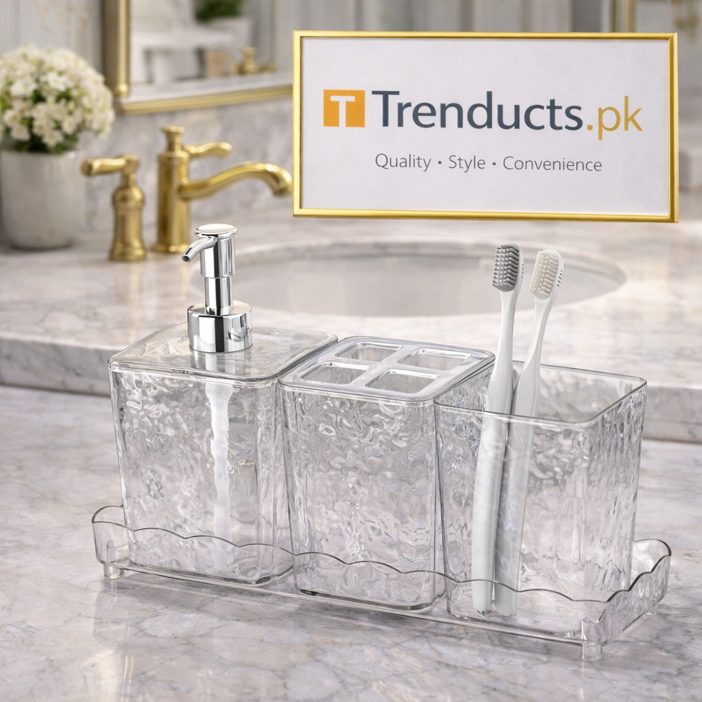 Modern Bathroom Accessory Set – Elegant Vanity Organizer