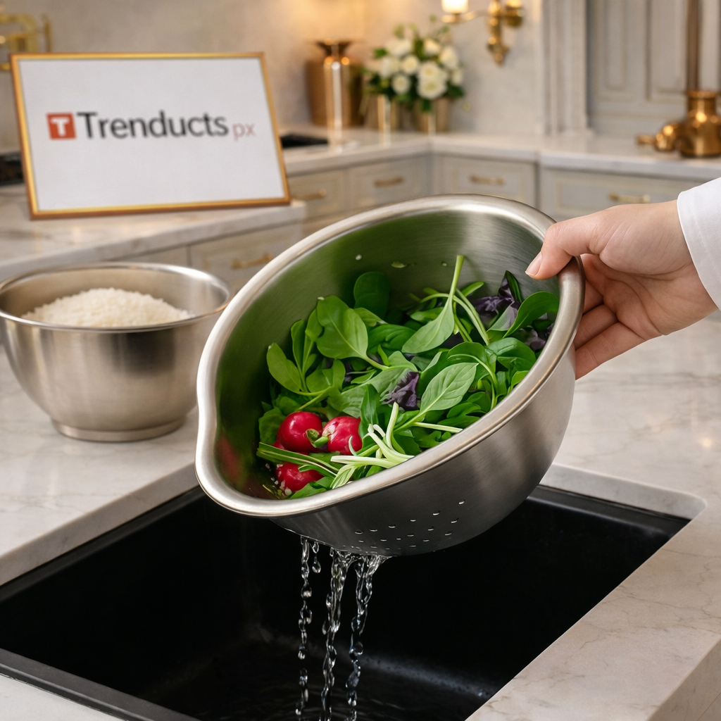 Premium Stainless Steel Mixing Bowl & Strainer Set – Professional Kitchen Essentials