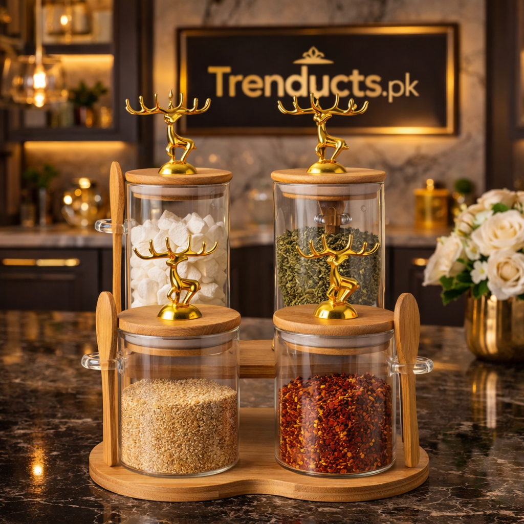 Premium 4-Piece Airtight Storage Jar Set – Countertop Kitchen Organizer