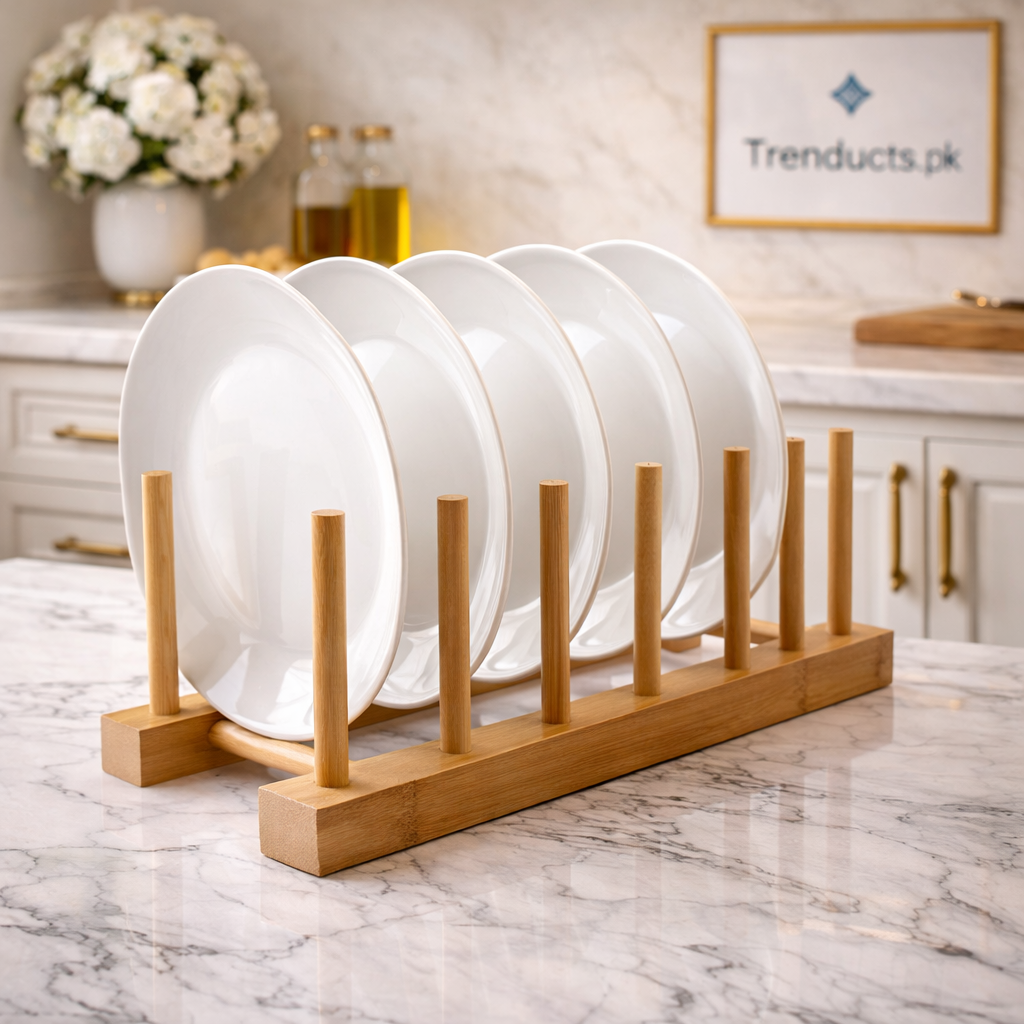 Premium Bamboo Plate Stand (5 Layer)