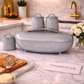 Premium 4-Piece Bread Box & Kitchen Canister Set – Airtight Countertop Storage Station