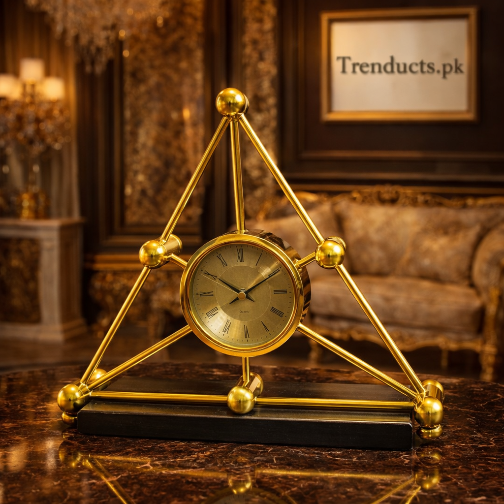 Obsidian & Gold - Molecular Silent Desk Clock