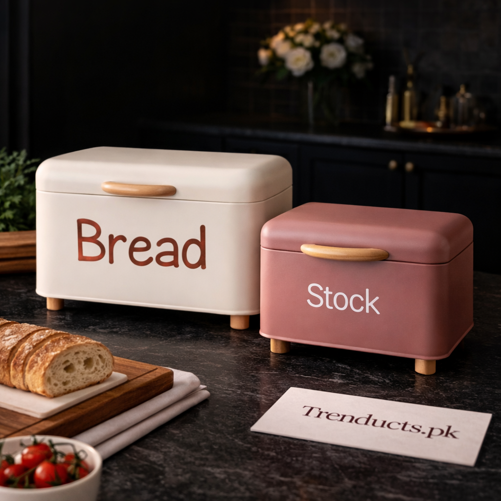 Premium 2-Piece Bread Box & Matching Canister Set – Minimalist Countertop Storage