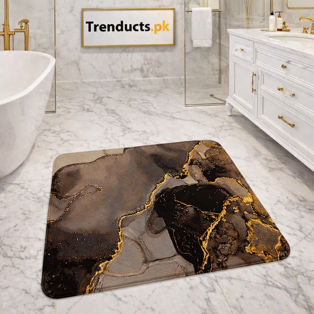 Modern Square-Edge Quick-Dry Bathroom Mat – Super Absorbent Anti-Slip Floor Rug