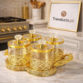 Luxury Golden Glass Spice Jar Set – 4 Pcs Premium Organizer