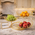 Luxury Gold 3-Tier Lotus Fruit Basket – Decorative Stand