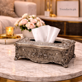 Royal Antique Metal Tissue Box – Vintage Floral Centerpiece