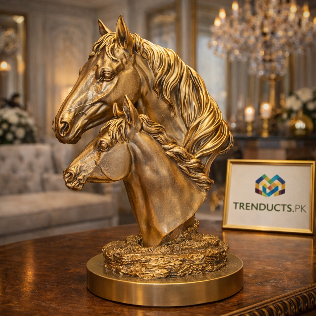 Royal Golden Horse Duo Bust Showpiece