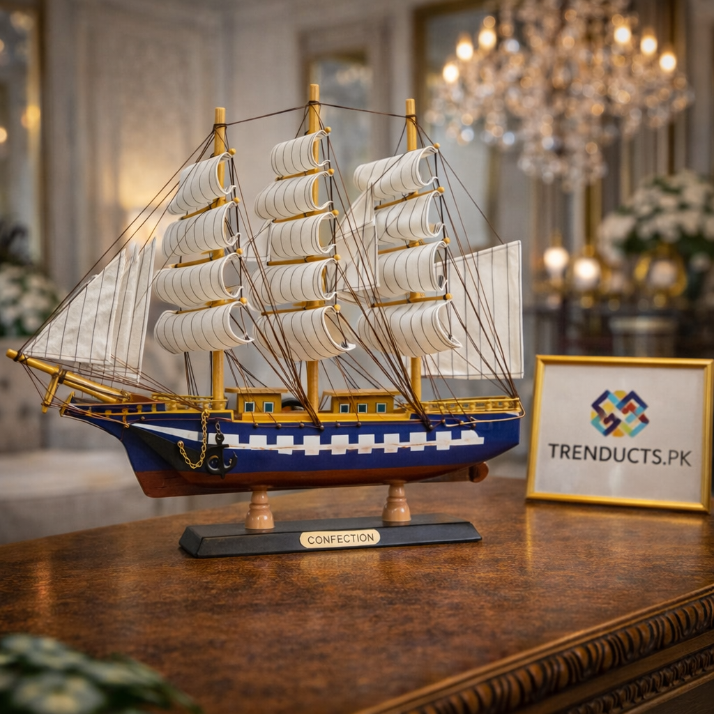 Royal Blue Classic Sail Ship Model - (43 x 38 cm)