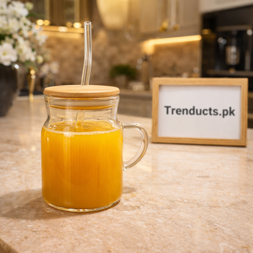Aesthetic Ribbed Iced Tea Mug with Bamboo Lid