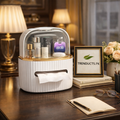 Premium Vanity Organizer - Tissue Box & Skincare Showcase with Acrylic Door