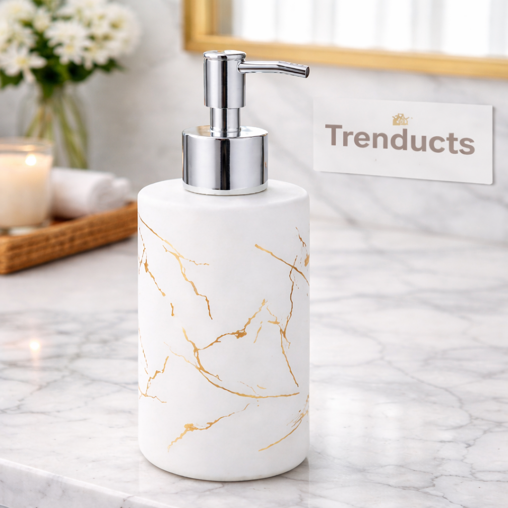 Luxury Marble Design Soap Dispenser – Elegant Resin Liquid Pump for Bathroom & Kitchen
