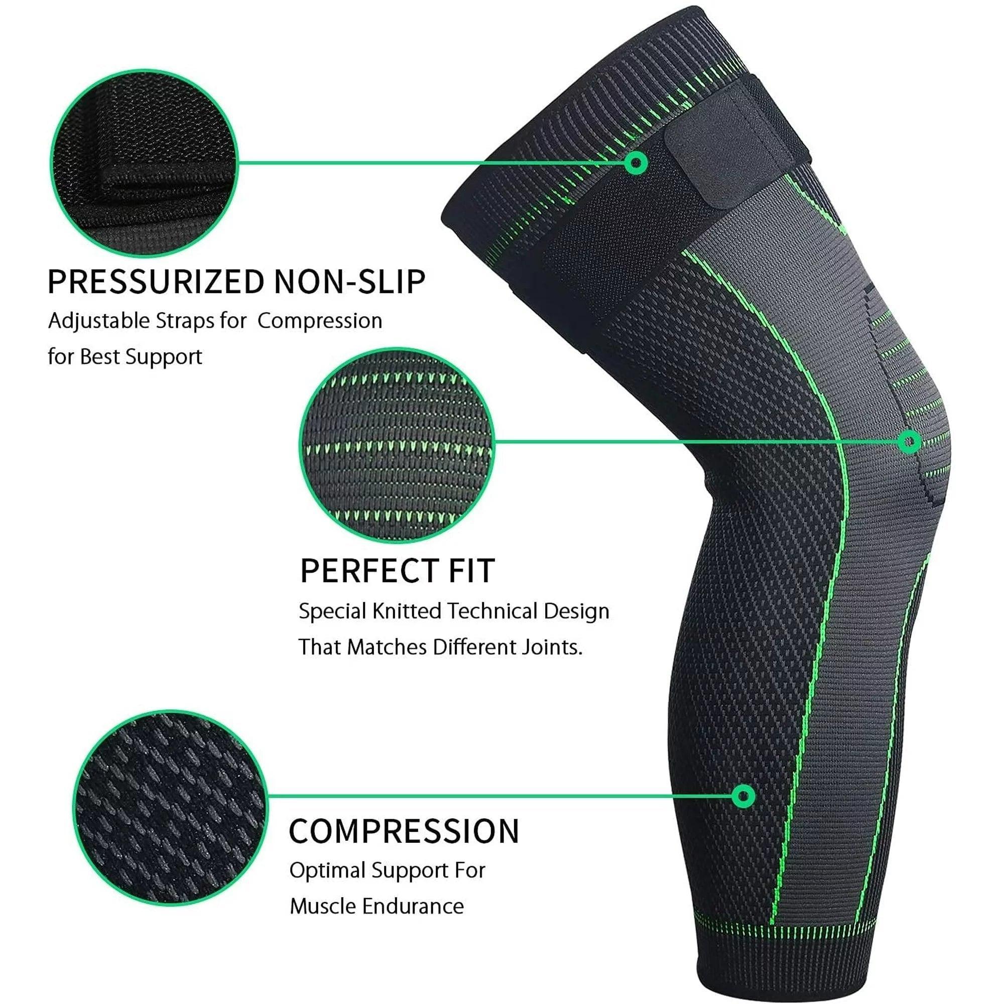 Elastic Knee Support Brace with Strap for Full-Length Protection