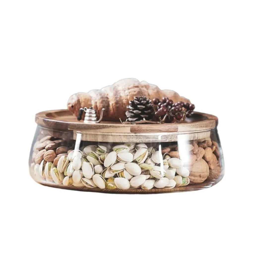 Airtight Glass Storage Canister with Natural Wooden Lid