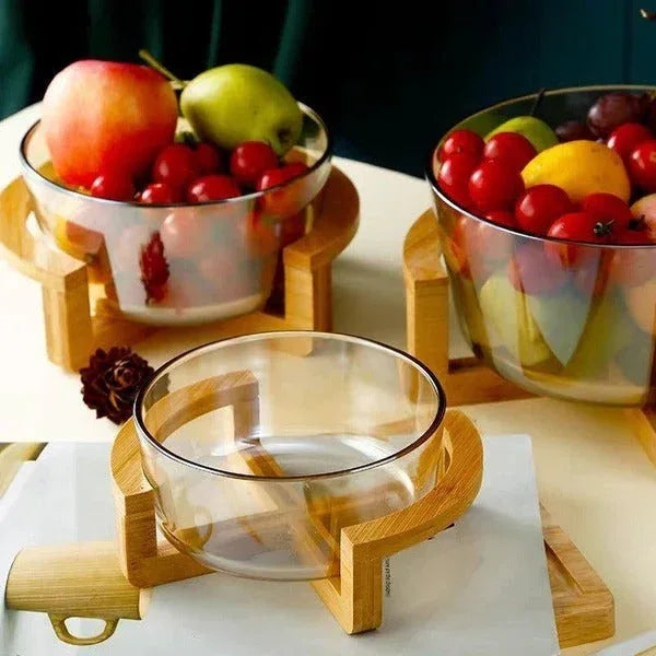 Elegant European Transparent Glass Fruit Basket