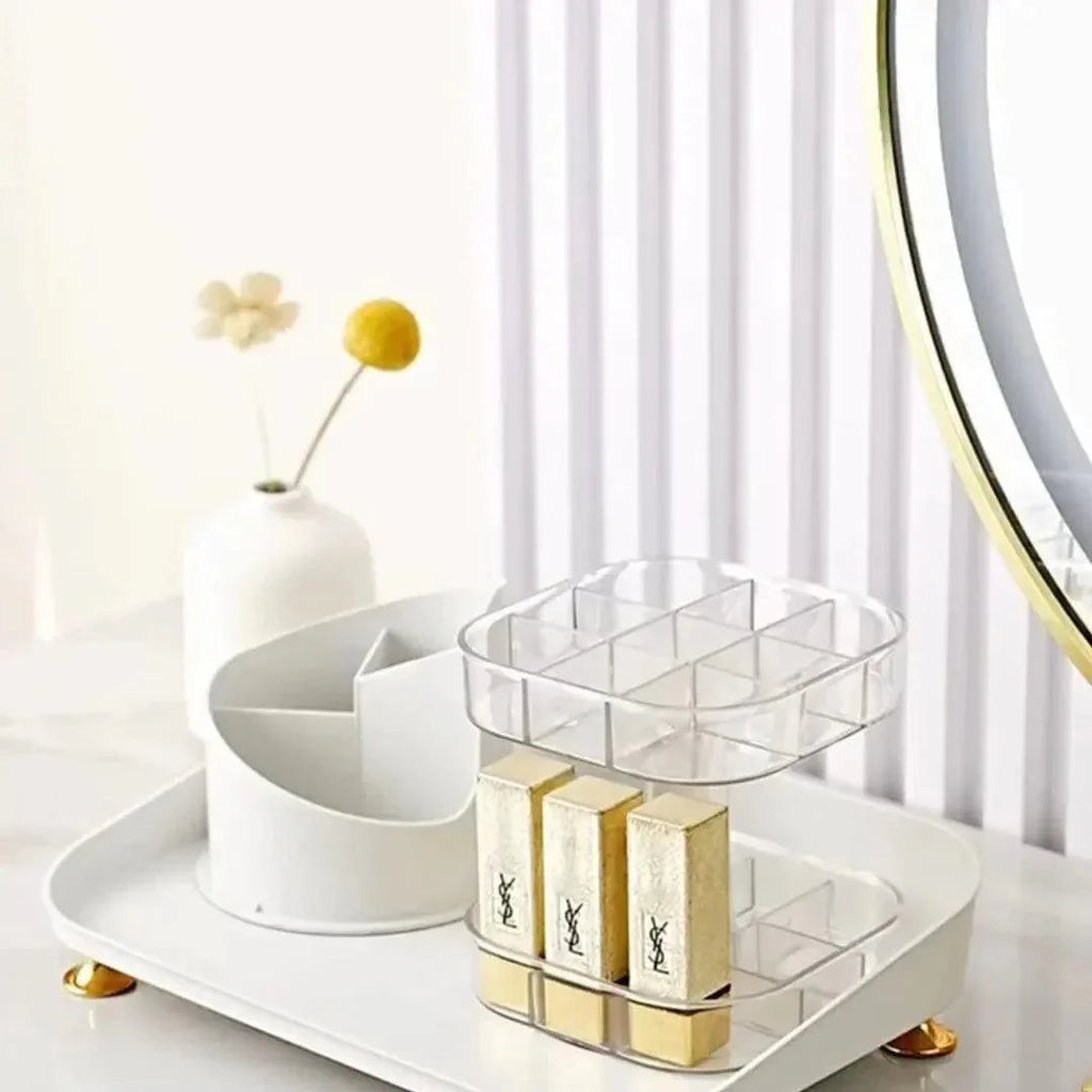 360° Rotating Makeup Brush Organizer and Lipstick Storage Box for Efficient Makeup Storage