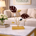 Modern Metallic Leaf & Bud Decorative Table Motif