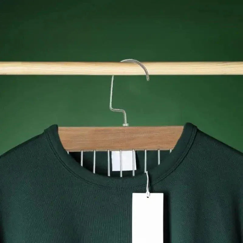 Multifunctional Wooden Hanger with 8 Hooks for Organizing Suspender and Accessories
