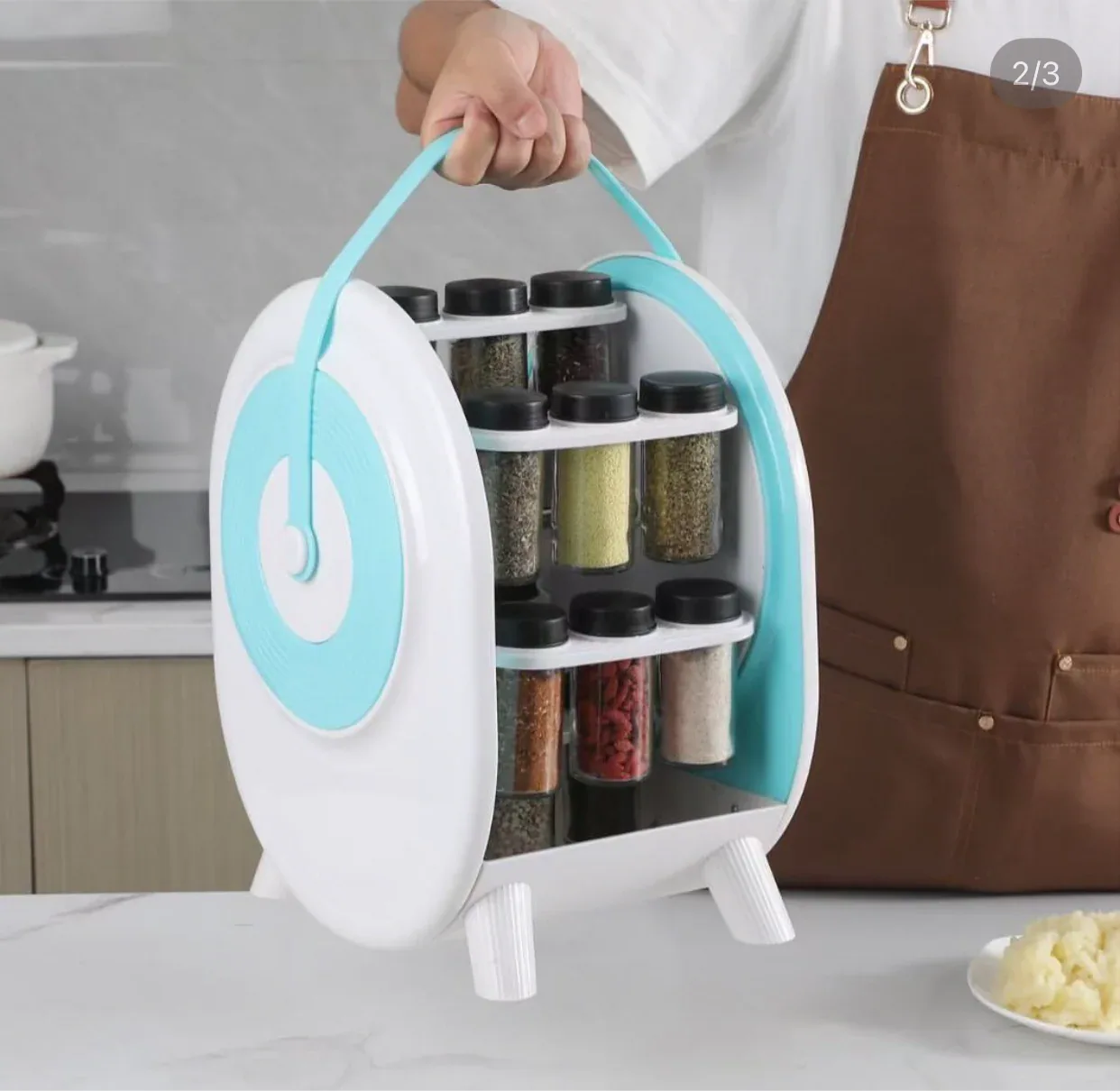 18-in-1 Rotating Spice Rack – Ferris Wheel Jar Organizer