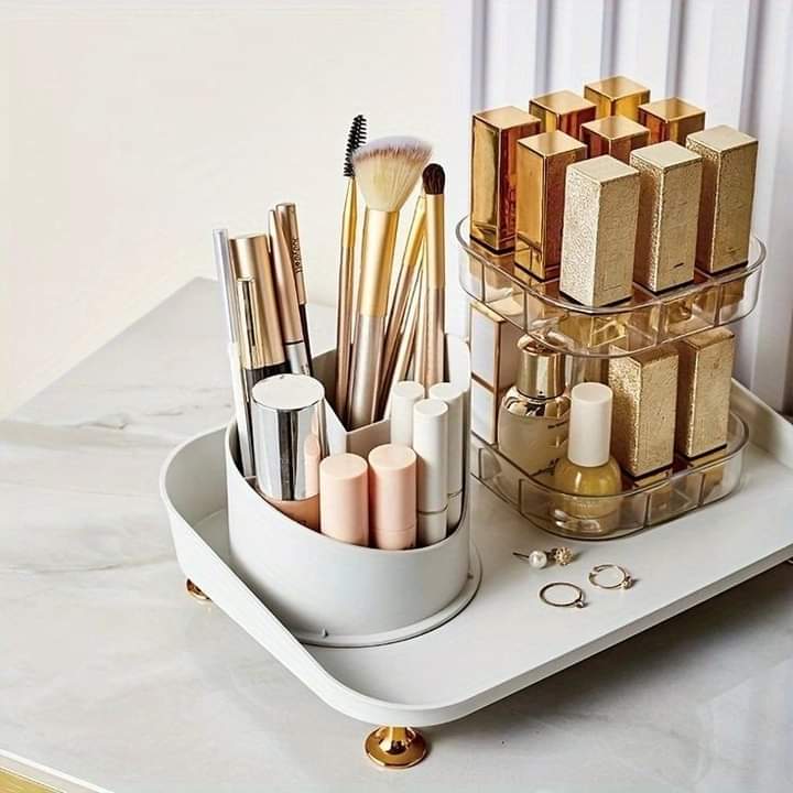 Rotating Luxury Cosmetic Organizer – 360° Vanity Station