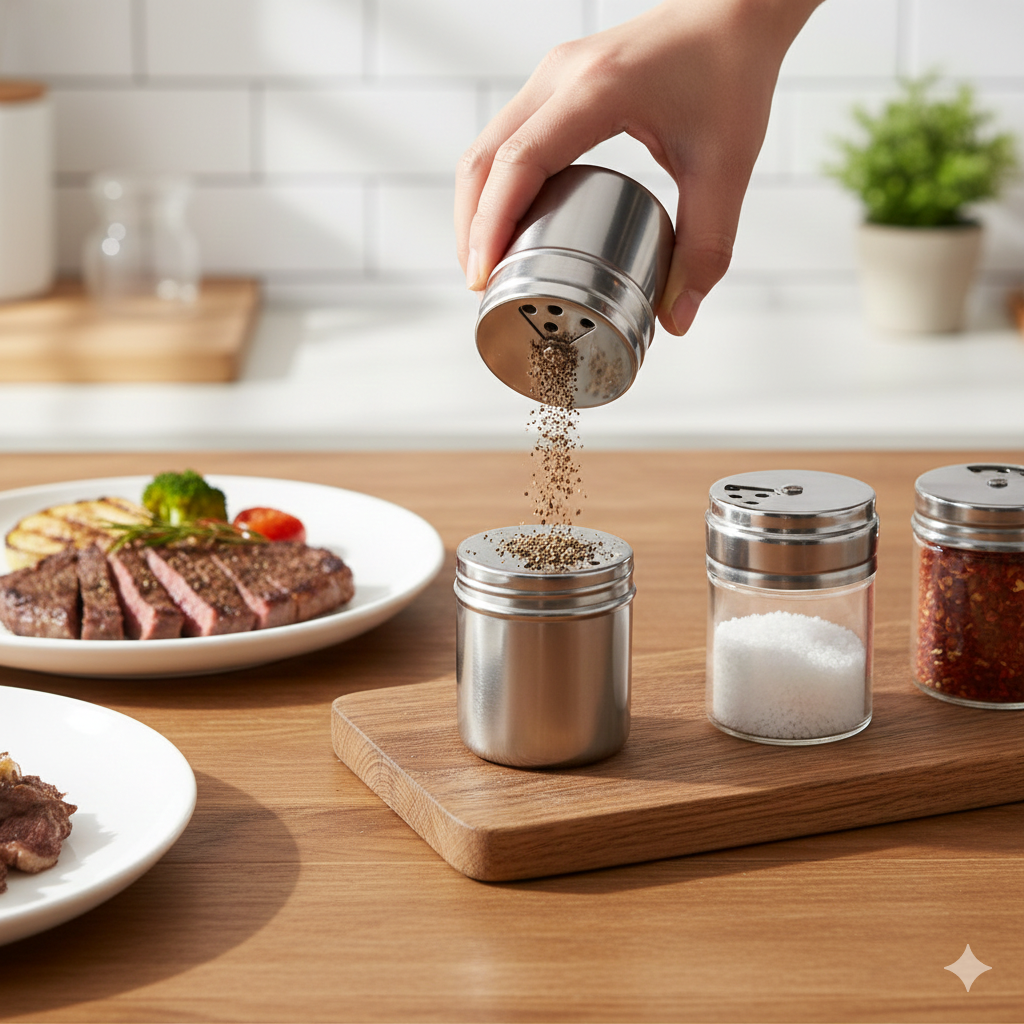 Rotating Pepper Shaker - 3 Setting Spice Dispenser