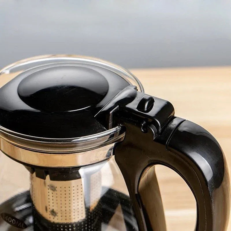 Heat Resistant Glass Teapot Set – 900ml Kettle with Stainless Steel Filter & 3 Cups