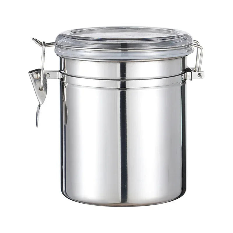 Stainless Steel Sealed Tank Food Coffee Beans Snack Storage Cans Tea Leaf Container Organizer Kitchen Accessories