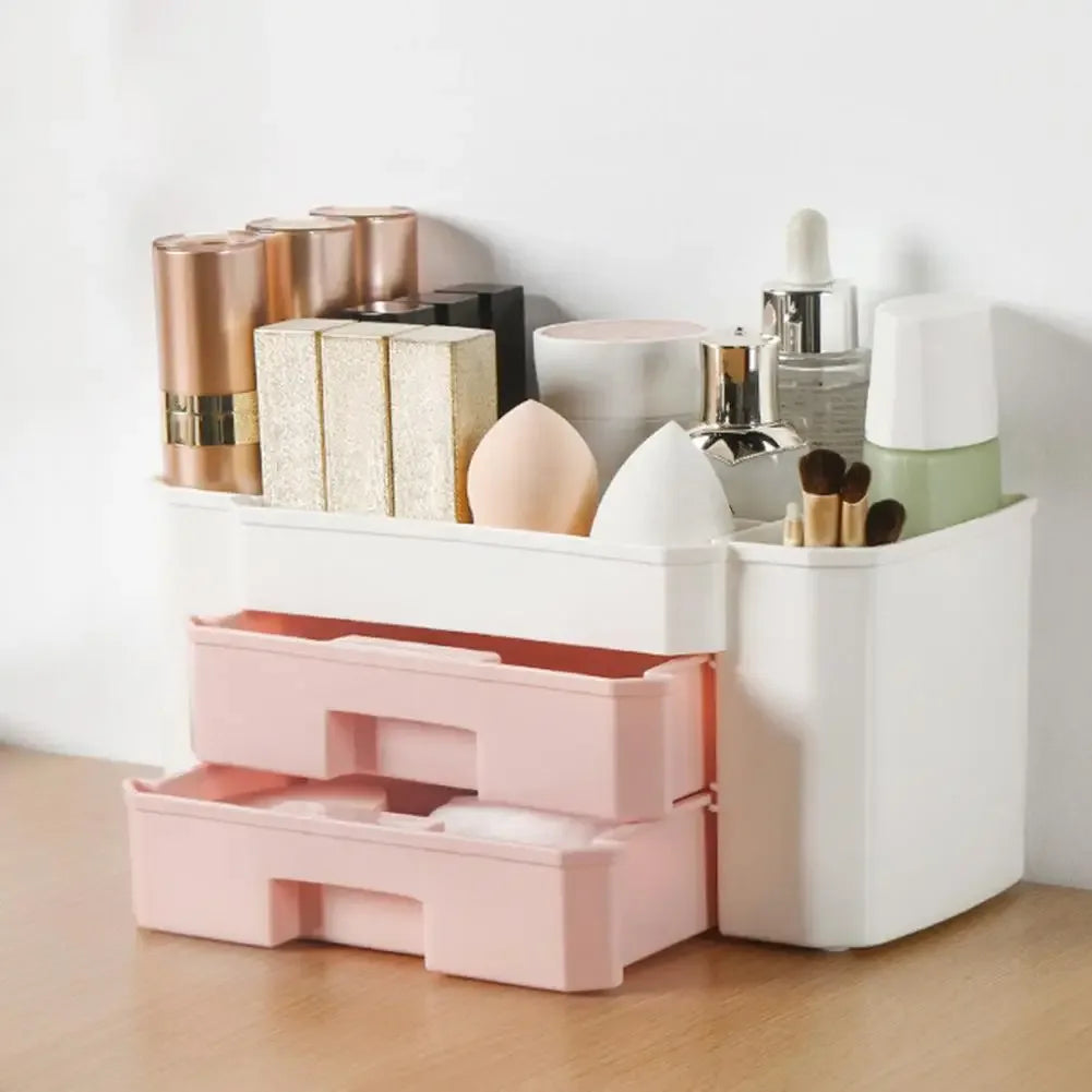 Large Plastic Makeup Organizer Box – Jewelry & Cosmetic Storage with Drawer
