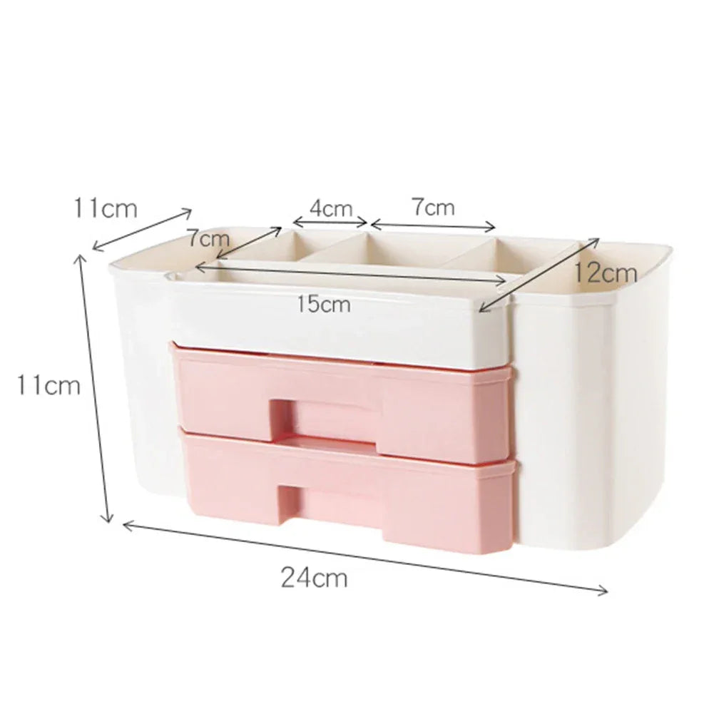 Large Plastic Makeup Organizer Box – Jewelry & Cosmetic Storage with Drawer