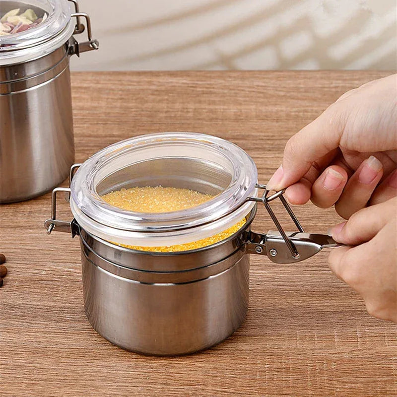 Stainless Steel Sealed Tank Food Coffee Beans Snack Storage Cans Tea Leaf Container Organizer Kitchen Accessories