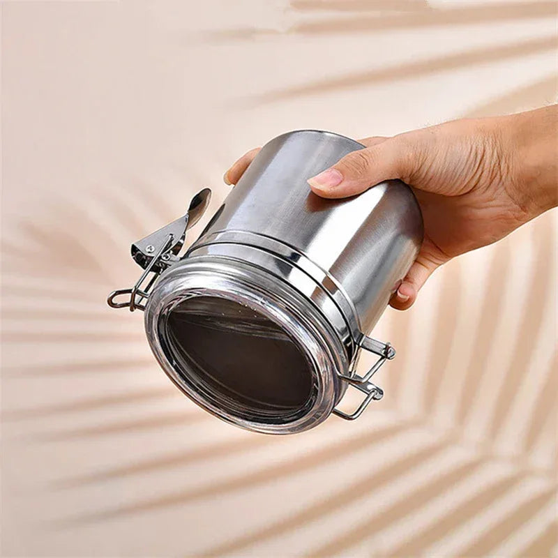 Stainless Steel Sealed Tank Food Coffee Beans Snack Storage Cans Tea Leaf Container Organizer Kitchen Accessories