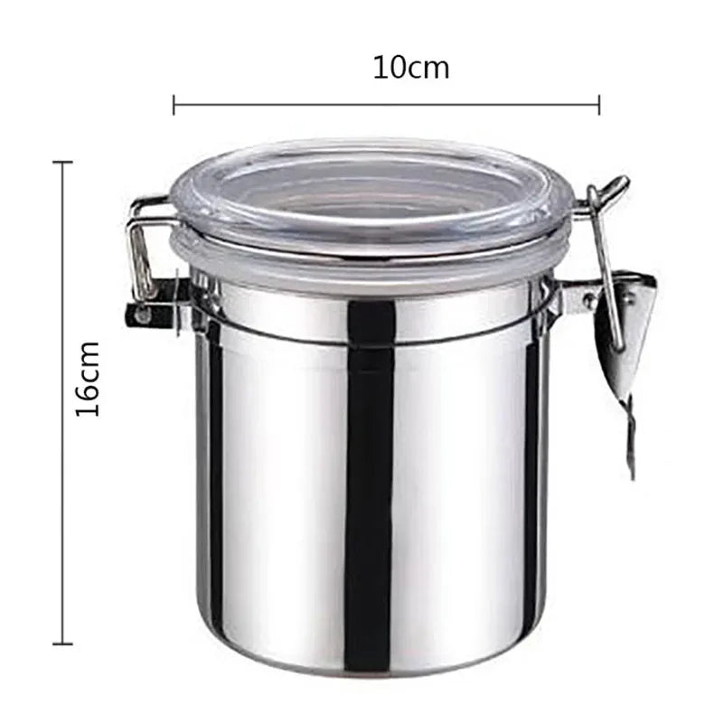 Stainless Steel Sealed Tank Food Coffee Beans Snack Storage Cans Tea Leaf Container Organizer Kitchen Accessories
