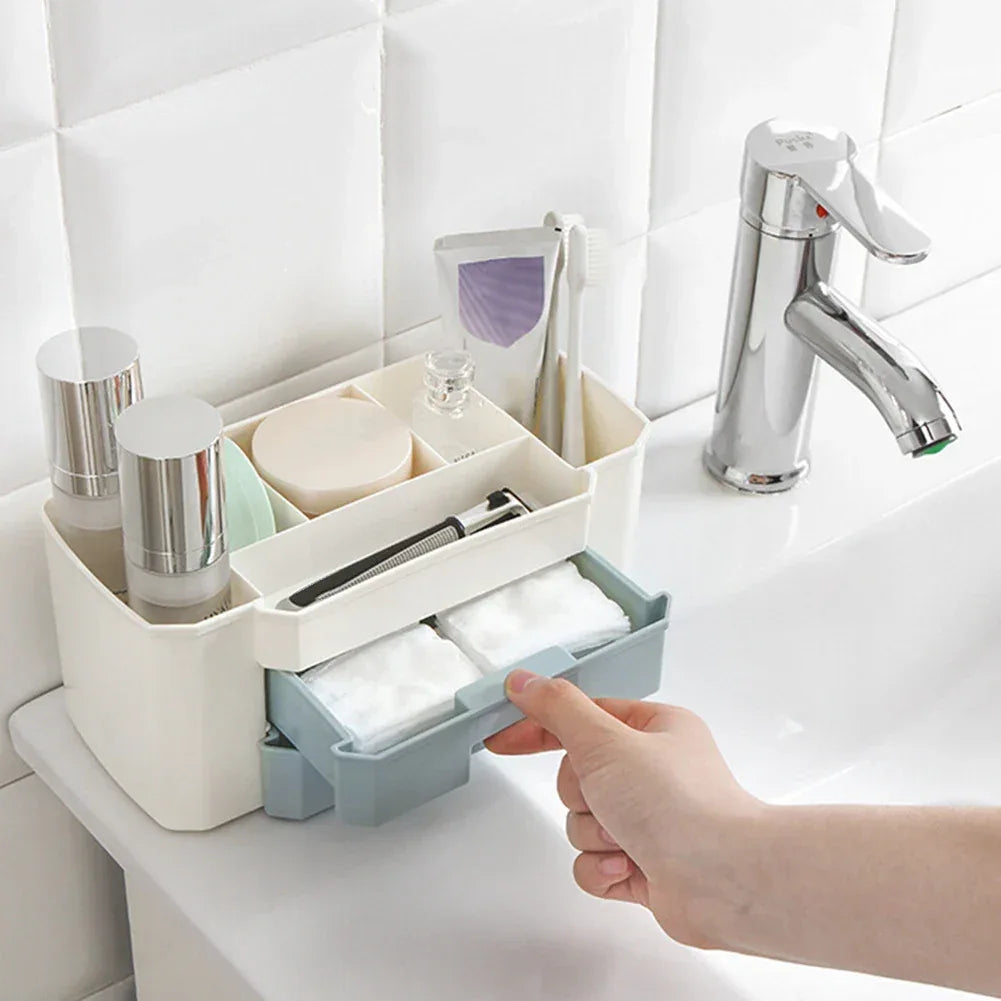 Large Plastic Makeup Organizer Box – Jewelry & Cosmetic Storage with Drawer