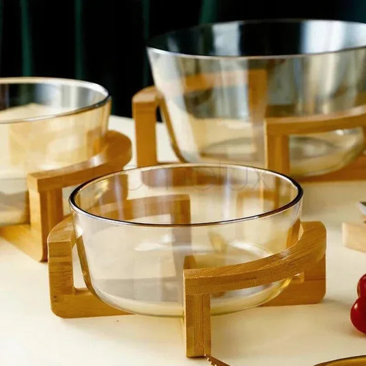 Elegant European Transparent Glass Fruit Basket