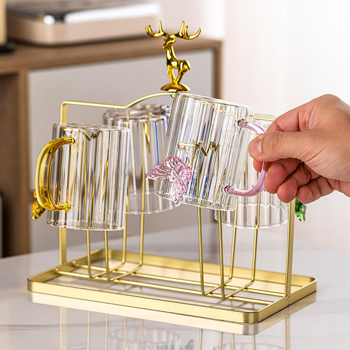Luxury 3D Butterfly Striped Glass Mug - Creative Colored Handle Tea & Coffee Cup