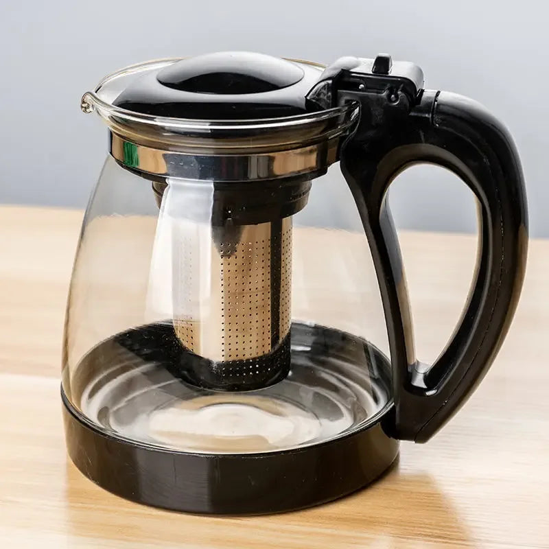 Heat Resistant Glass Teapot Set – 900ml Kettle with Stainless Steel Filter & 3 Cups