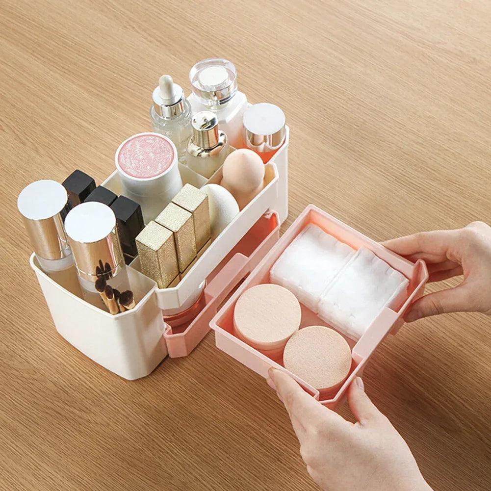 Large Plastic Makeup Organizer Box – Jewelry & Cosmetic Storage with Drawer