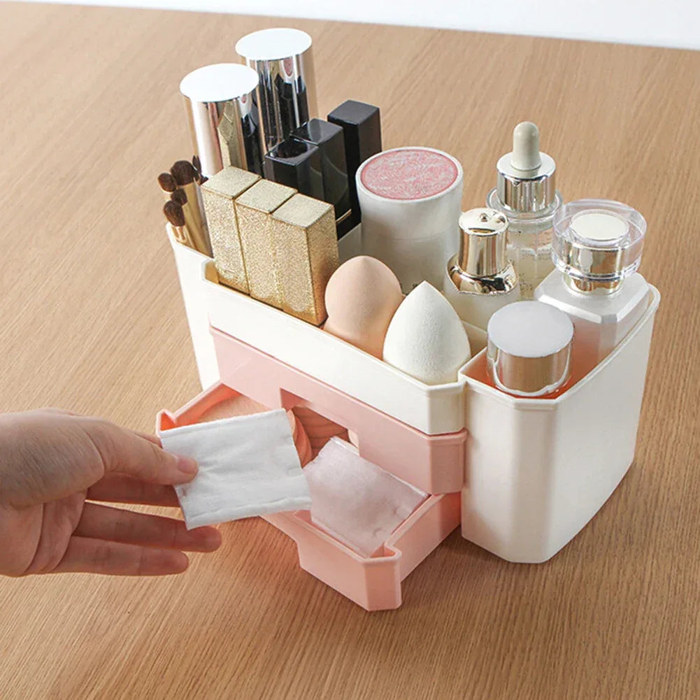 Large Plastic Makeup Organizer Box – Jewelry & Cosmetic Storage with Drawer