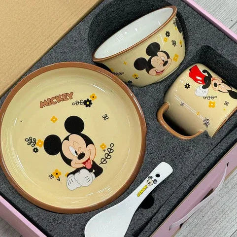 Premium Mickey Mouse 4-Piece Kids Dinnerware Set