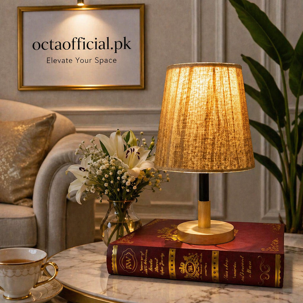 12-Inch Minimalist Wooden Side Table Lamp (each)