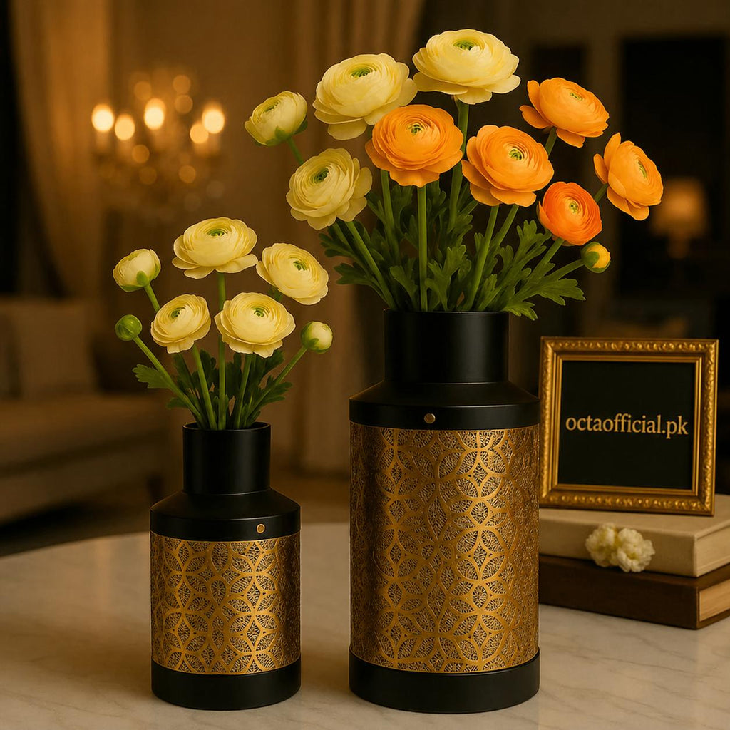 2-Piece Metal Vase Set – Small & Large Home Décor (Without Flowers)