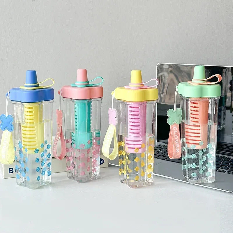 Large Plastic Straw Cup – Portable Tea & Water Infuser (Random Color)