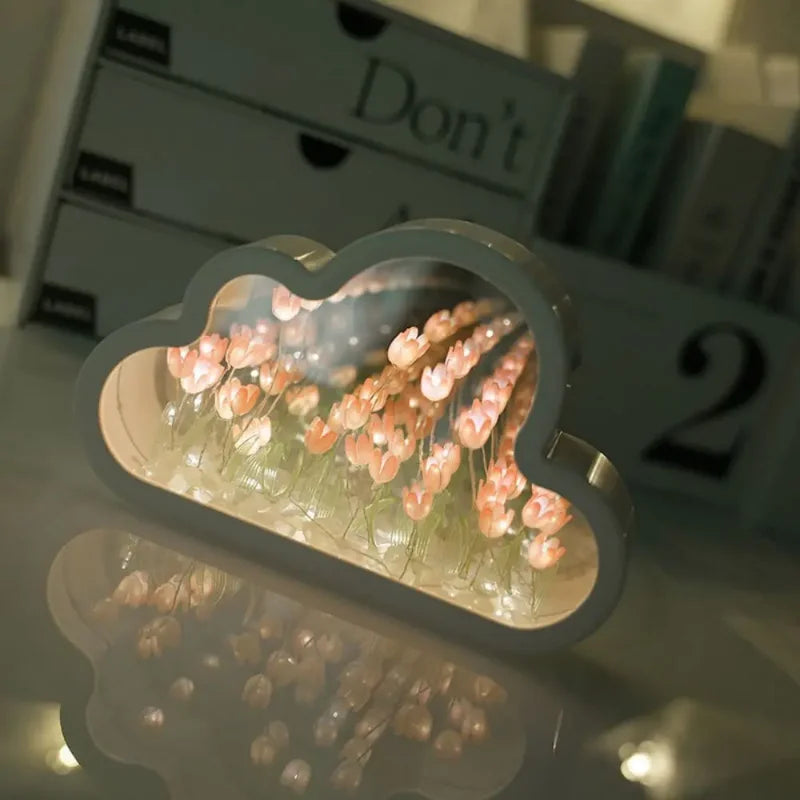 DIY Tulip Flower Sea Night Lamp - Cloud Mirror Atmosphere Light