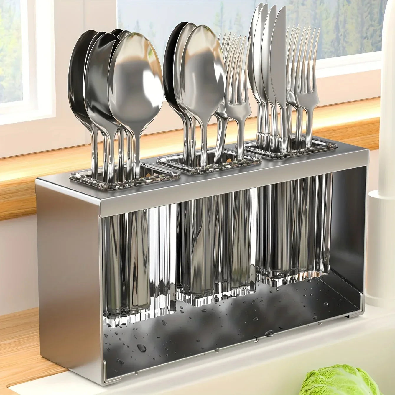 Premium Stainless Steel Utensil Holder with Drain
