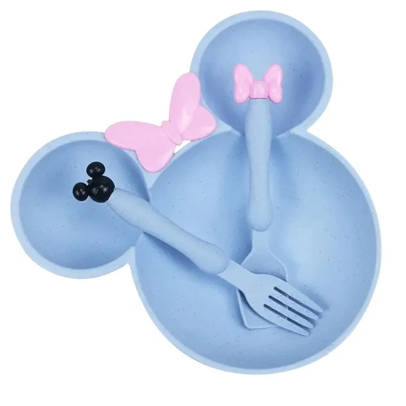 Wheat Straw Baby Cartoon Tableware Set – 3PCS (Random Color)