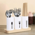 High-Quality Kitchen Utensil Holder with Wooden Base – Large Round Organizer