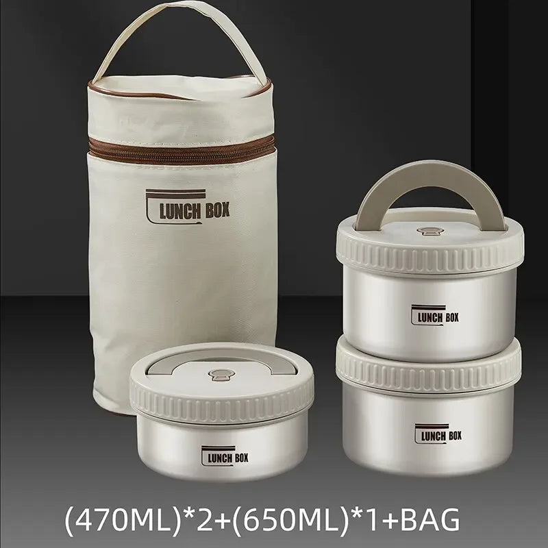 Portable Insulated Stainless Steel Bento Lunch Box Set With Bag