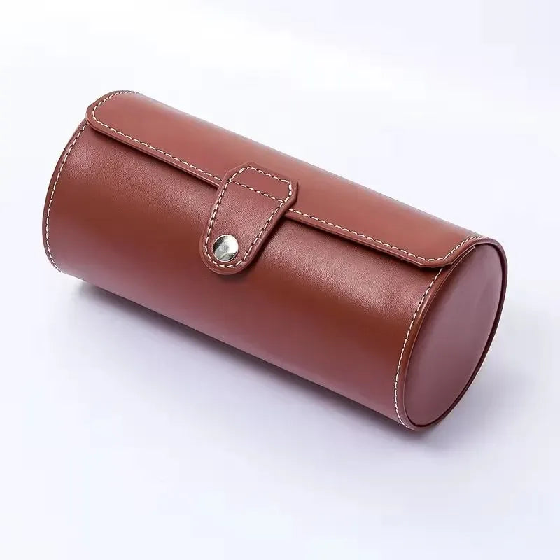3-Slot Watch Storage Box – PU Leather Organizer